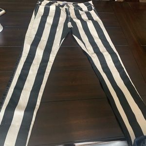Black and White Striped Jeans